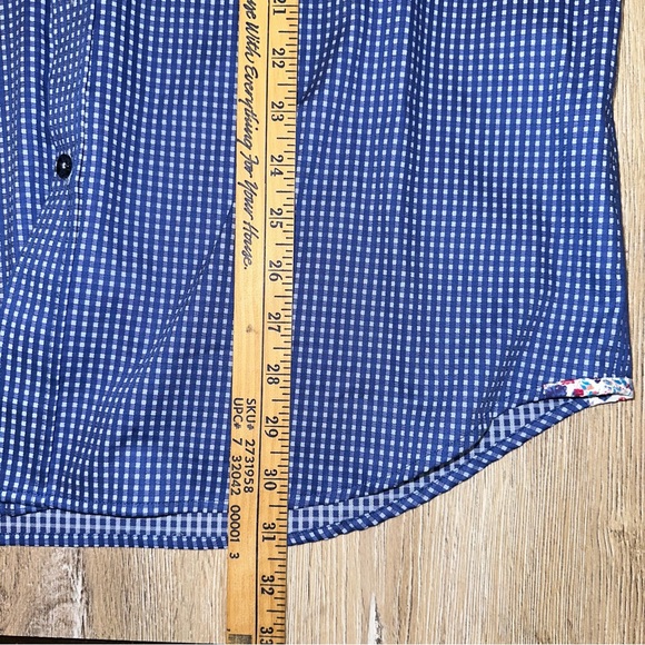 Robert Graham Men's Gingham Tailor Fit Button Up Floral Inlay Blue Size 2XL - Picture 13 of 14